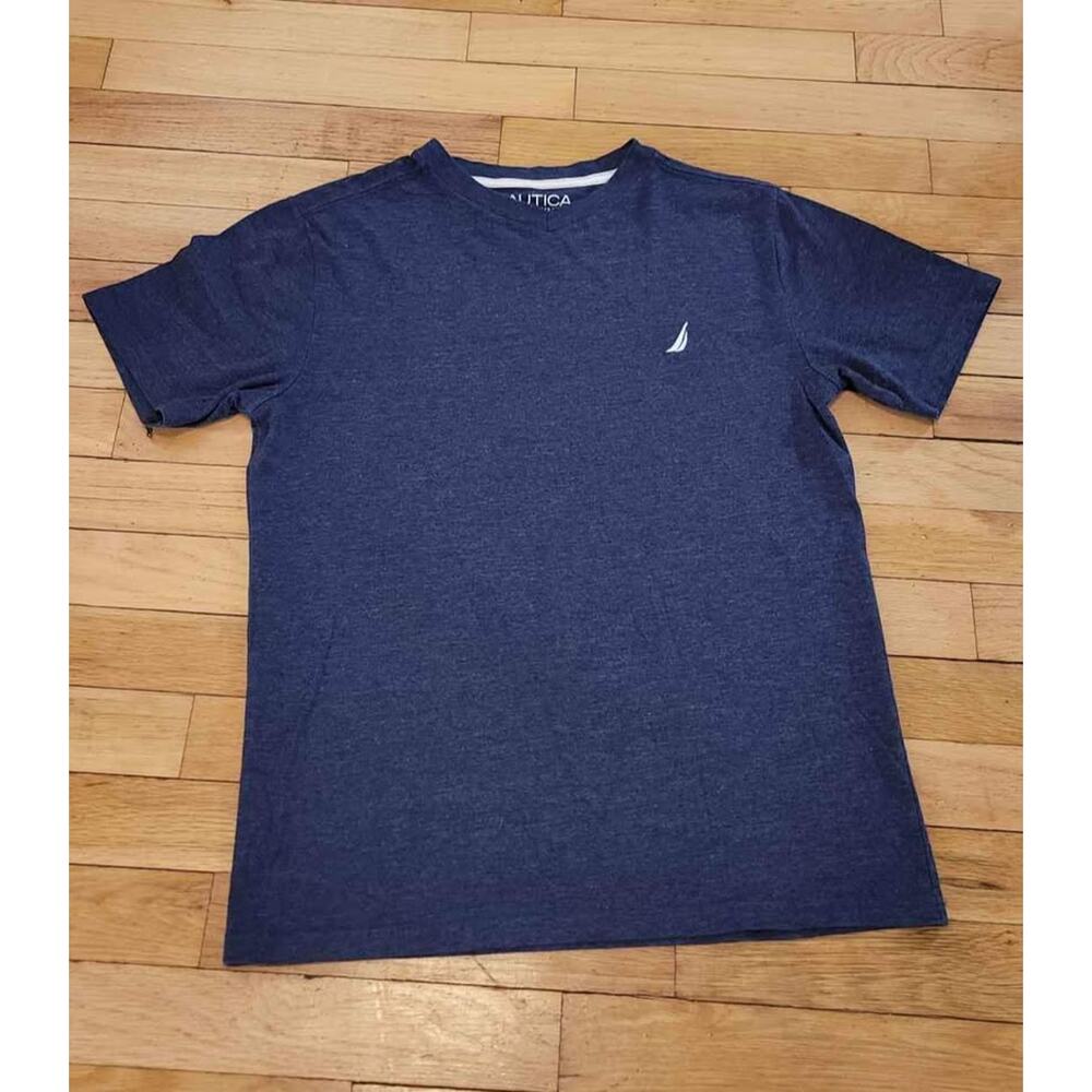 Nautica Navy‎ Blue Short Sleeve Vneck Tshirt Youth Size Large 14/16 EUC